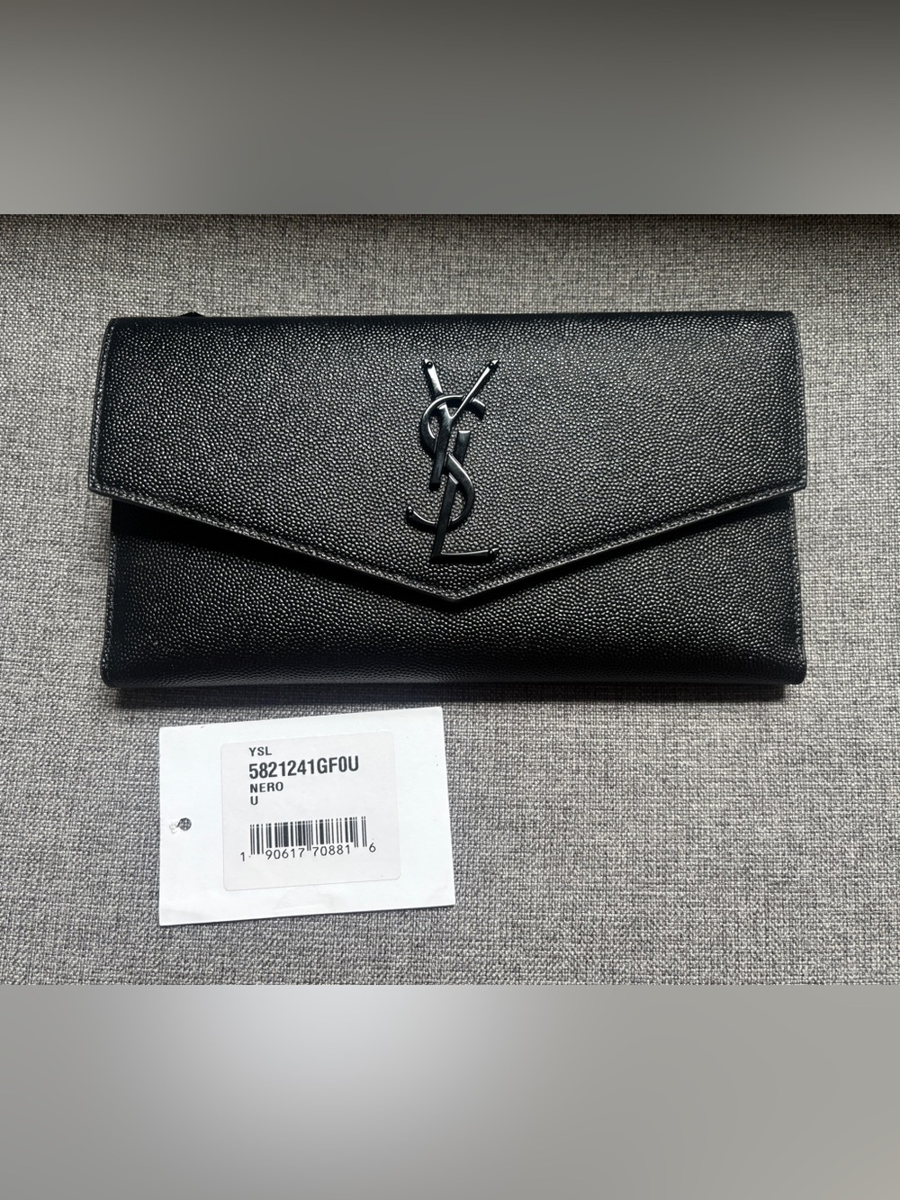 Yves Saint Laurent Black Leather Envelope Wallet Caviar